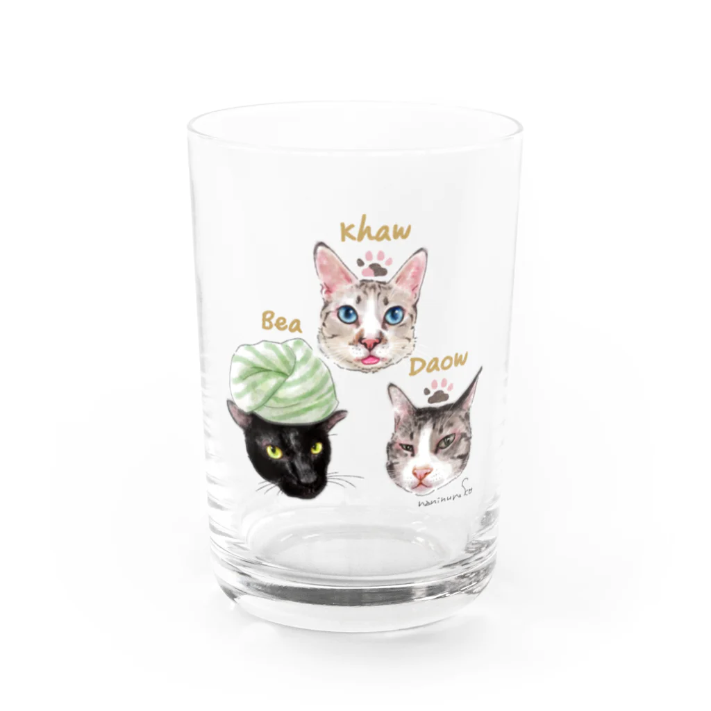 なにぬ猫-YAの＜うちの子＋にくきゅう＊ポートレート＞KHAW & DAOW＆BEA Water Glass :front