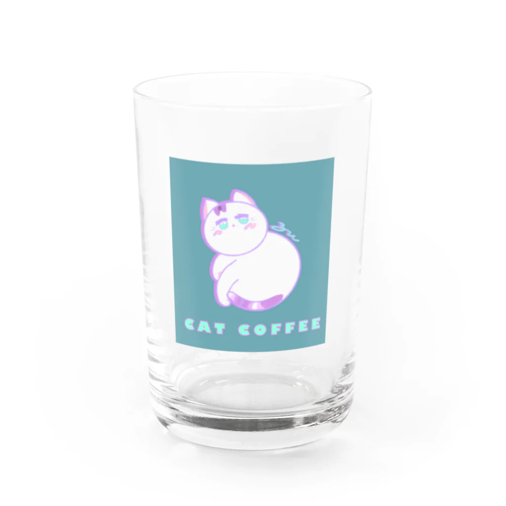 ルンタの四角い🤍cat coffee ☕︎ Water Glass :front