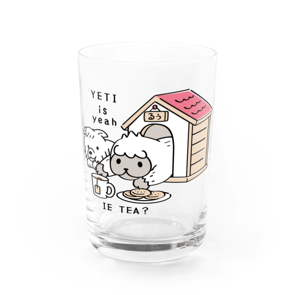 イラスト MONYAAT のCT112 YETI is yeahの家でお茶 Water Glass :front