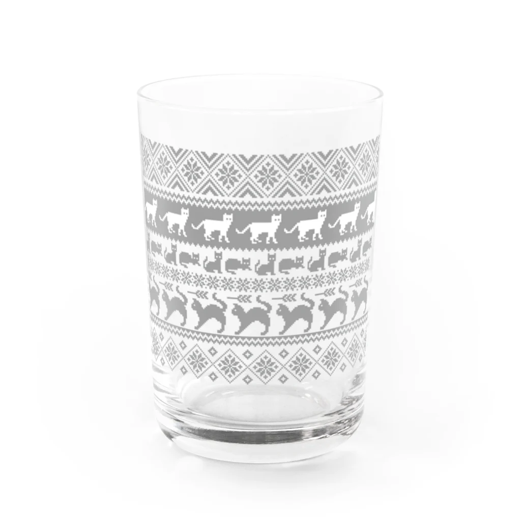 puikkoのノルディック柄　猫2 Water Glass :front