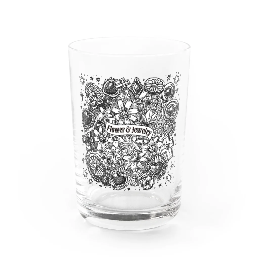 SATONOEのFlower＆Jewelry Water Glass :front