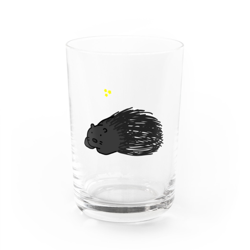 ゆるいイラストのアイテム - イラストレーターハセガワのヤマアラシと星のゆるいイラスト Water Glass :front
