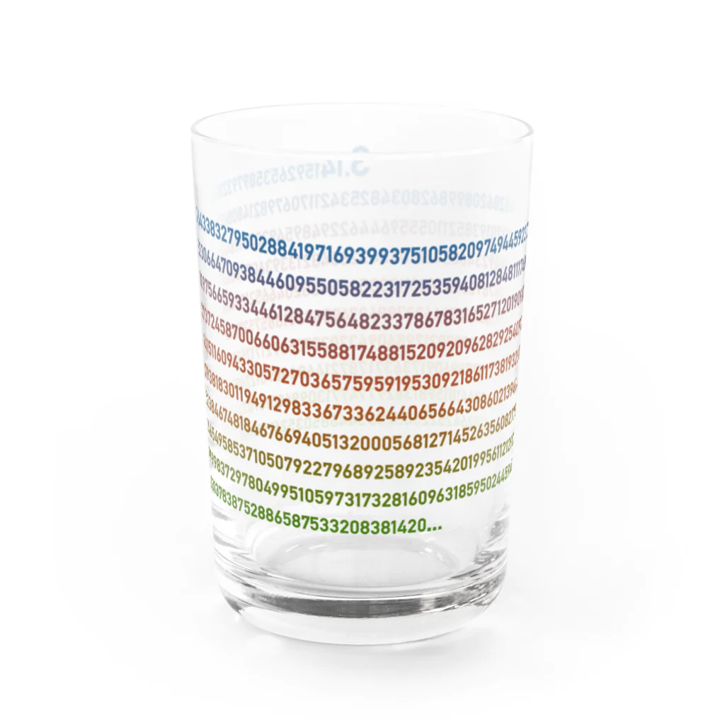 アルバトロスデザインの螺旋の円周率（カラフル） Water Glass :front