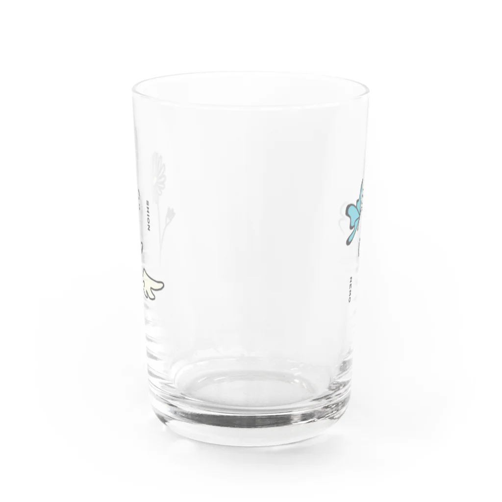 おんまゆずの花柄ツインズ Water Glass :front