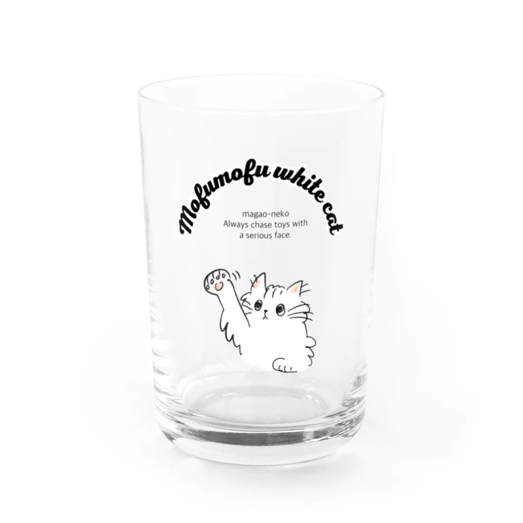 magao-nekoの白いもふもふネコ グラス前面