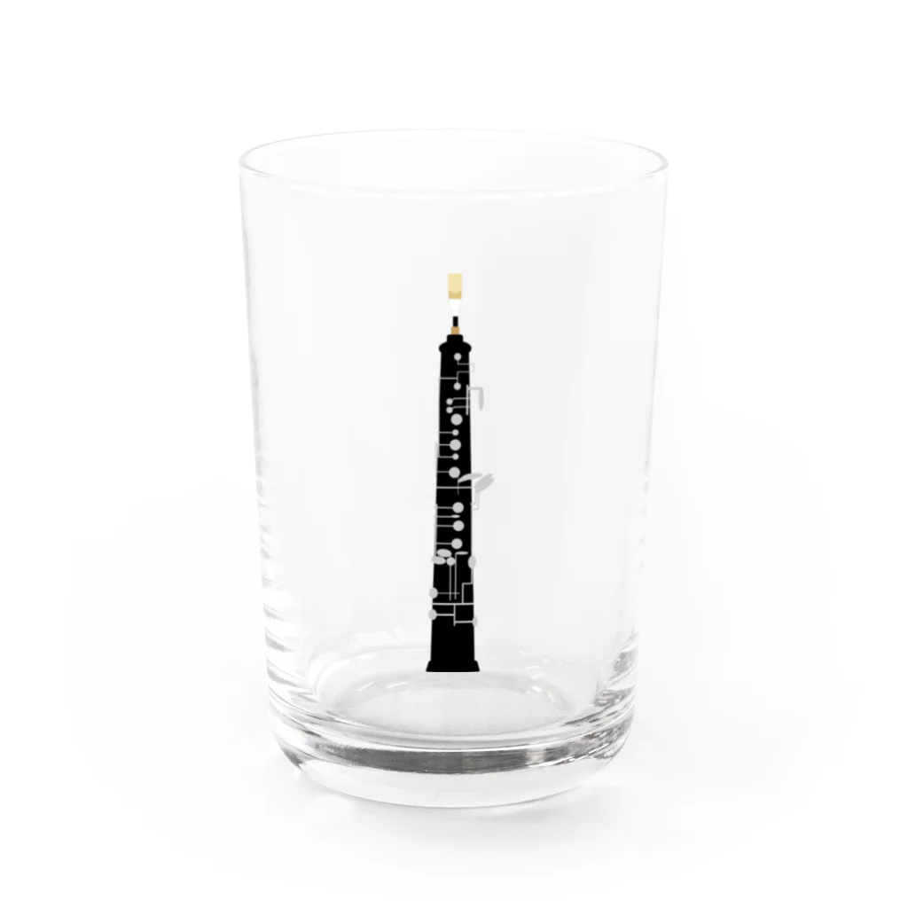 ManDoubleReedShop分店のオーボエイラスト　リードは黒い糸 Water Glass :front