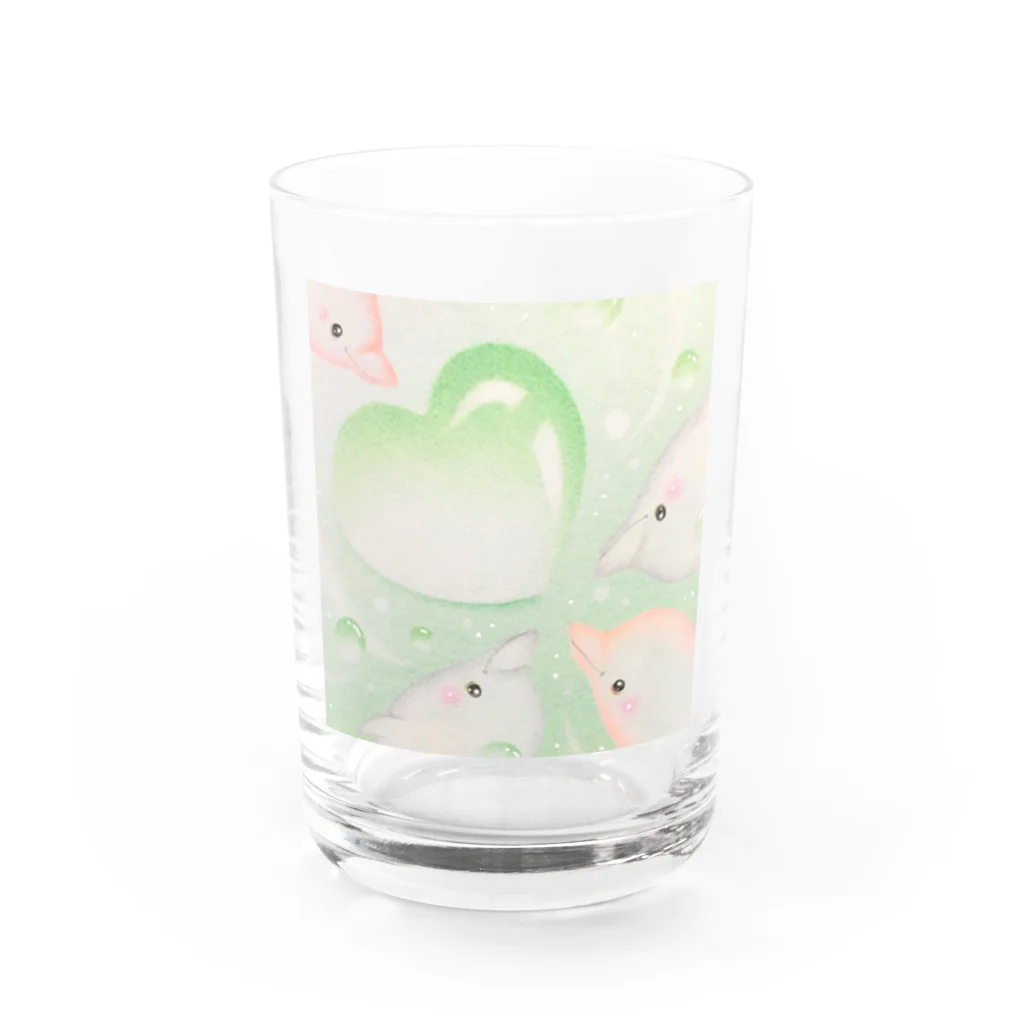 aiart aimiのハートを見つけたイルカちゃん Water Glass :front