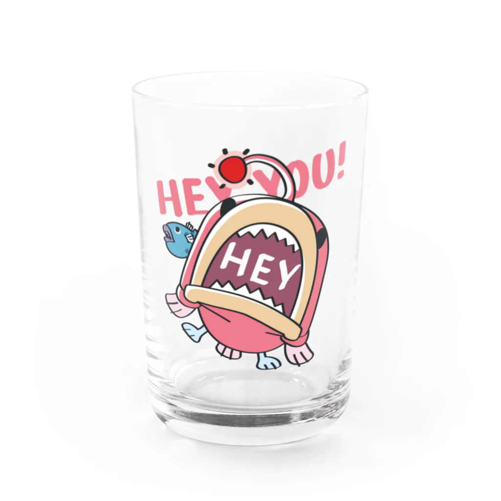 イラスト MONYAAT のHEY YOU!*釣れたかもA* Water Glass :front