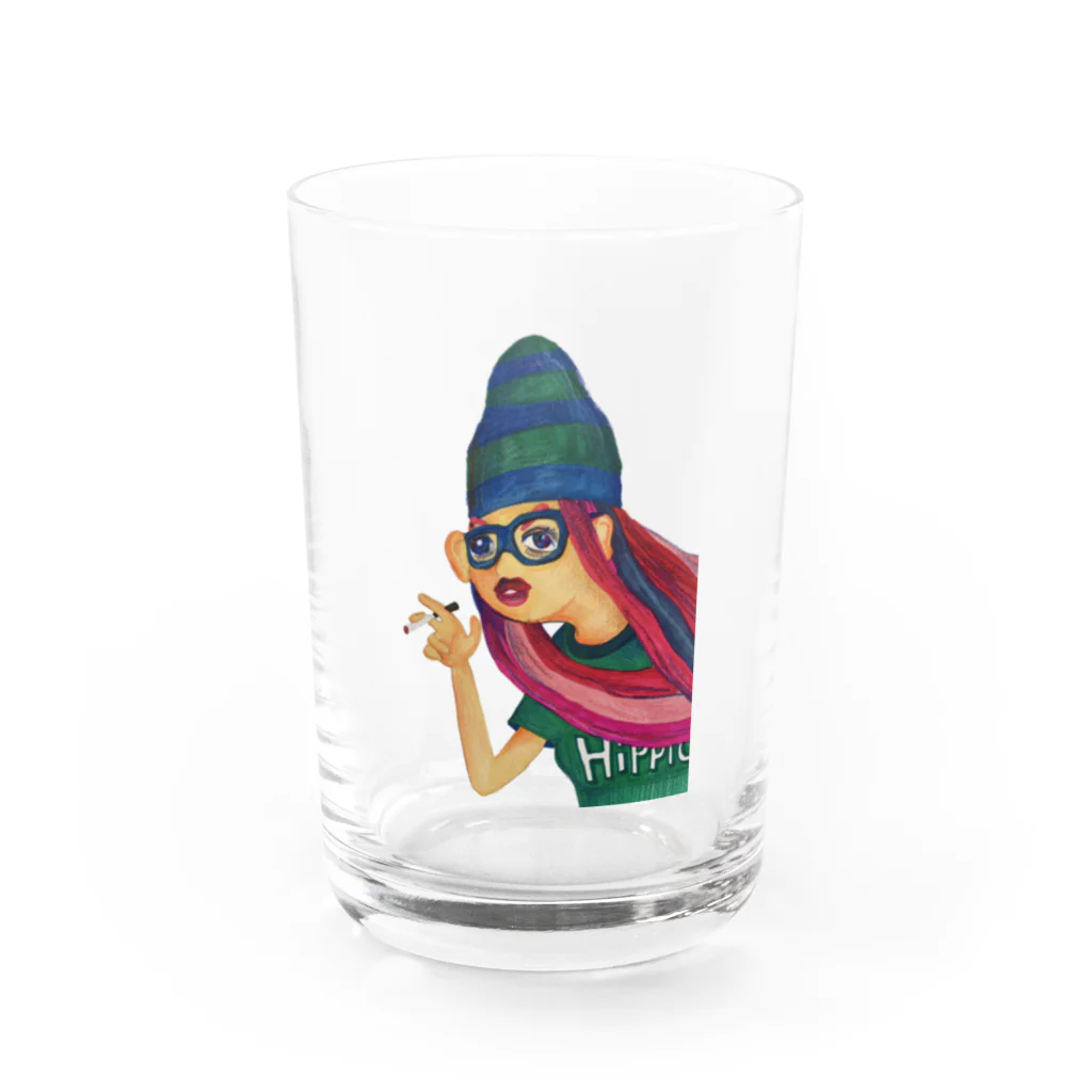 大雑把商会（ohzappa syoukai)のHIPPIE GIRL Water Glass :front