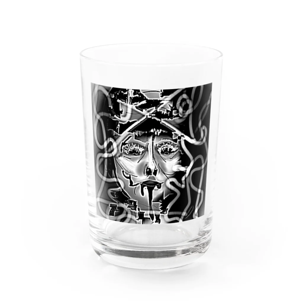 卍鮭＾ゑ＾鮭卍の黒よだれ Water Glass :front