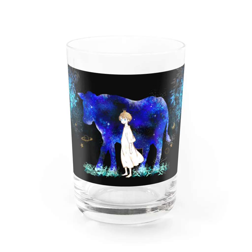 Cor Leonis SUZURI storeの夜空の牛 Water Glass :front