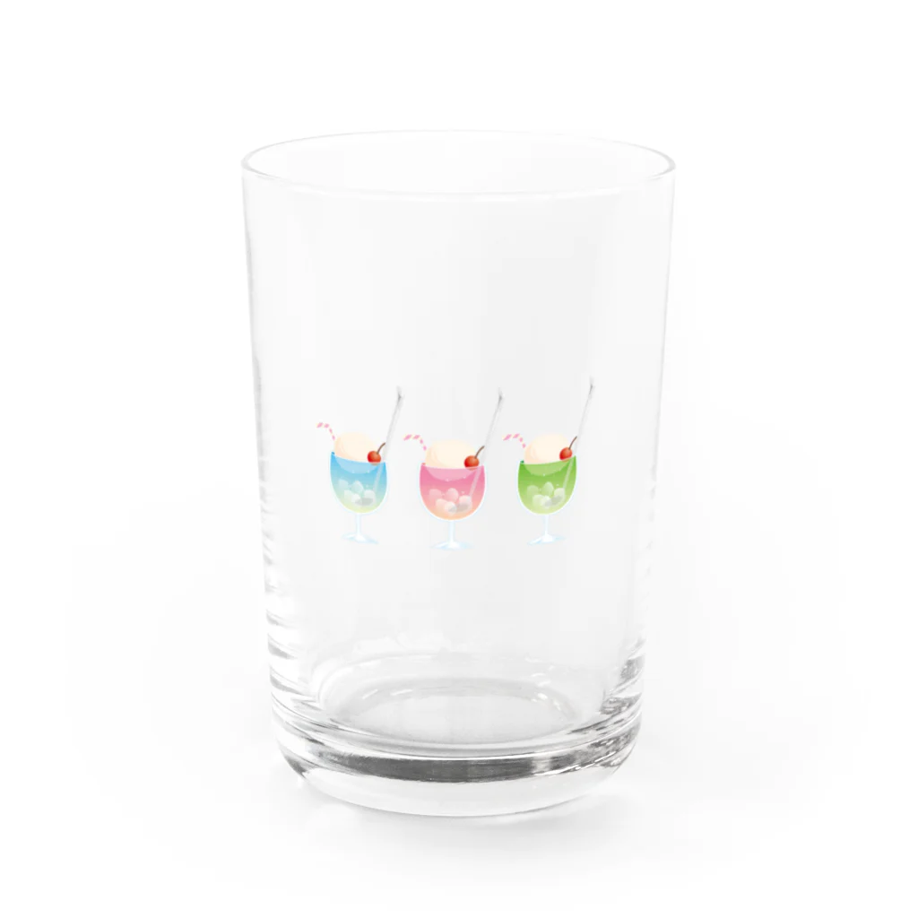 みけんこの三色クリームソーダ Water Glass :front