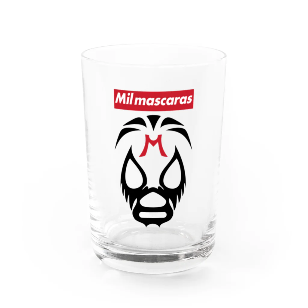 DRIPPEDのMIL MASCARAS-ミル・マスカラス-赤ボックスロゴ Water Glass :front