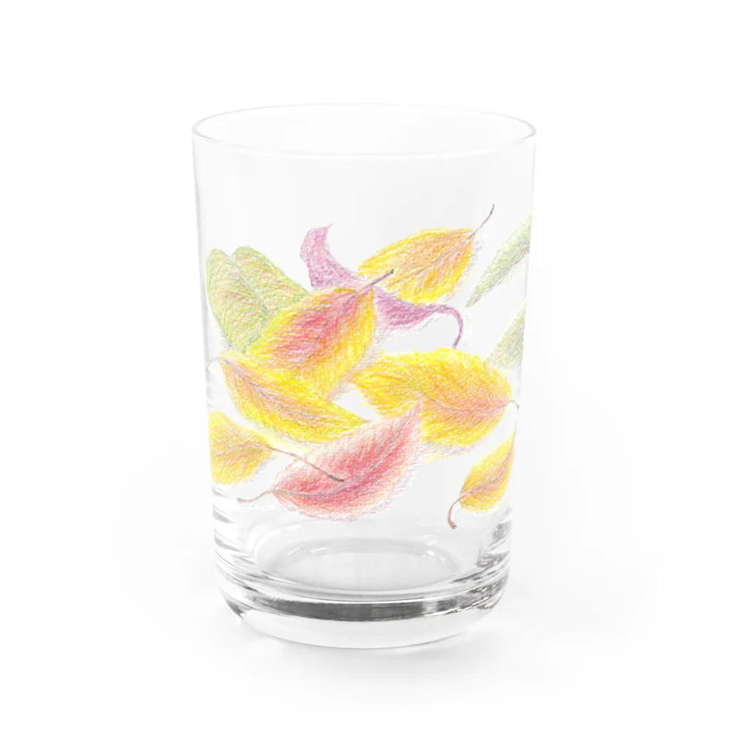 さちこの色鉛筆の散歩道 落ち葉 Water Glass :front