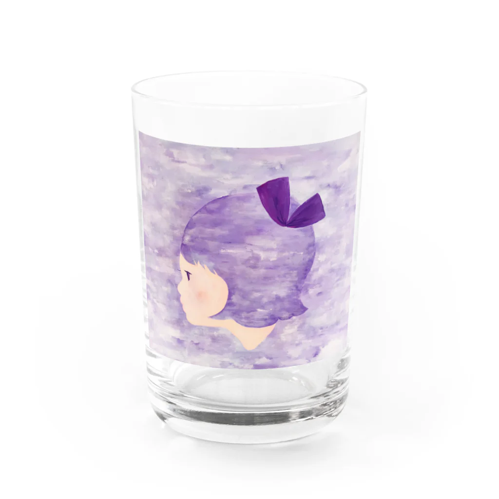 テレポーテーションのむらさきリボンちゃん Water Glass :front