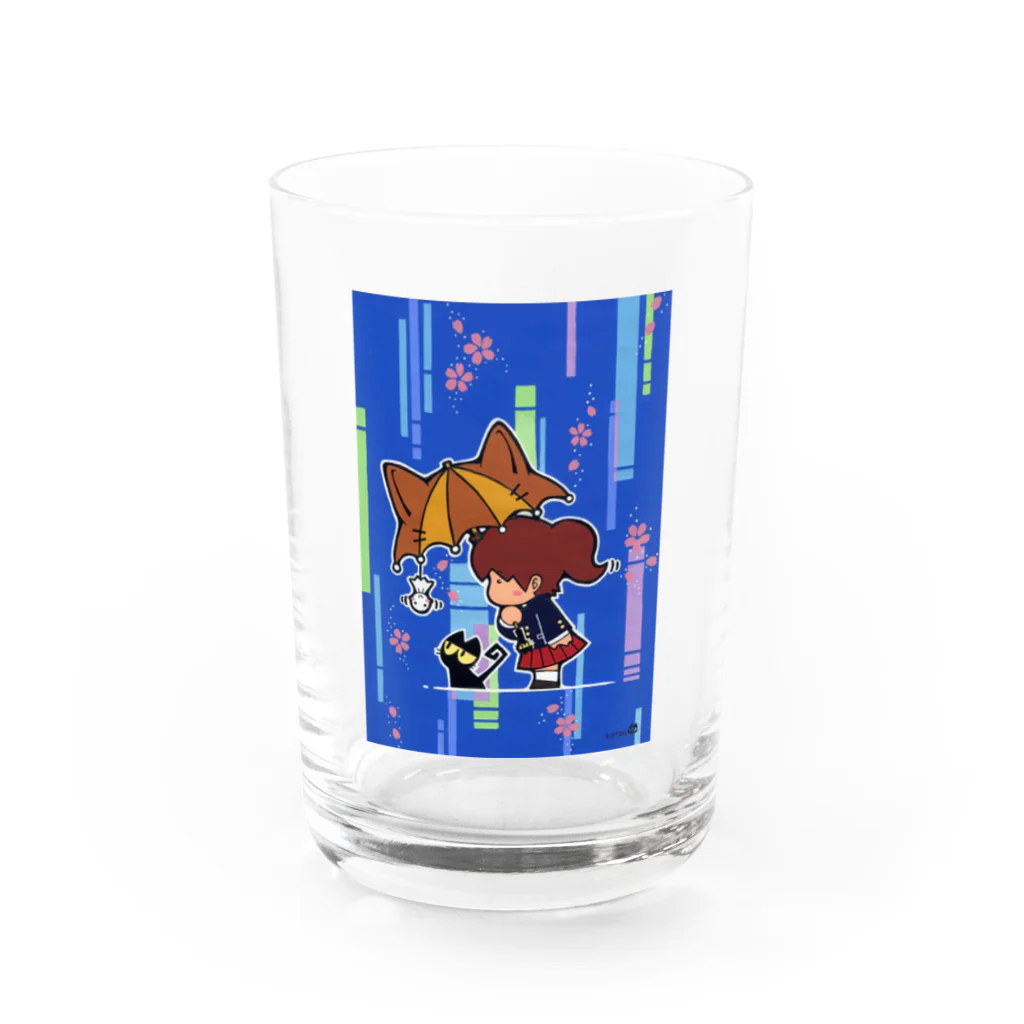 ざしきにゃんこ製作所の雨とさくらとにゃんこと私 Water Glass :front