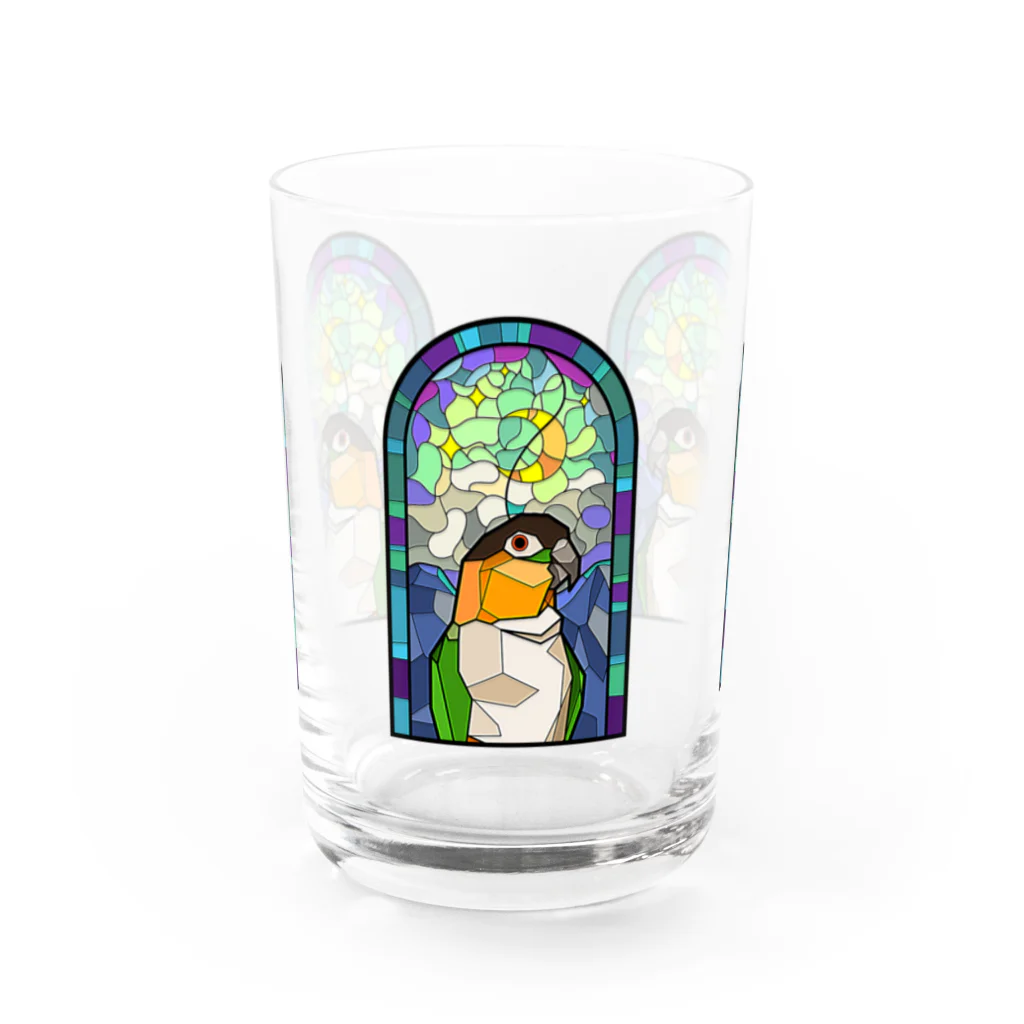 アルバトロスデザインの聖パロット教会・ズグロシロハラ Water Glass :front