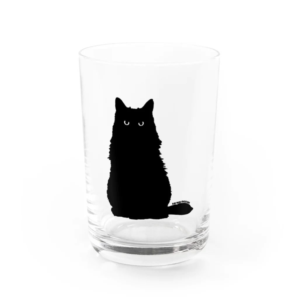 SAIWAI DESIGN STOREのクロネコこぶお Water Glass :front