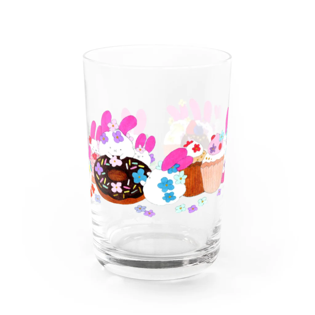 もふもふ達の秘密の花暮らしsuzuri店の春のもふもふスイーツフェア Water Glass :front