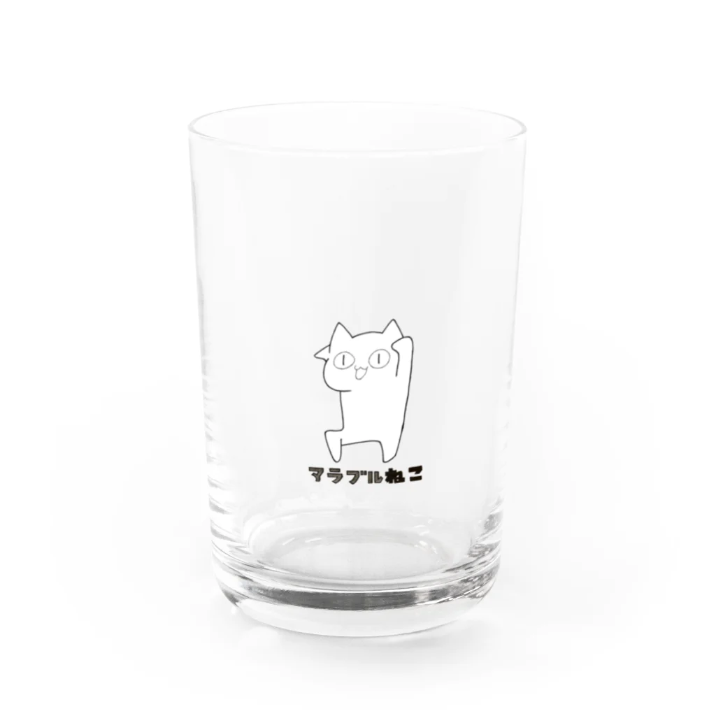 hikamaru.のアラブルねこ(戦)ロゴ1 Water Glass :front