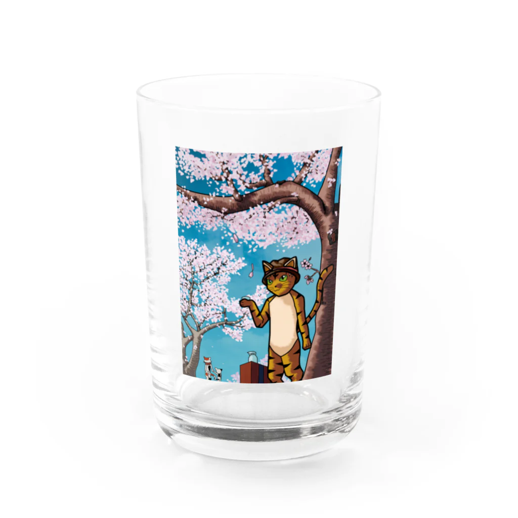 Drecome_Designのネコの花見 Water Glass :front