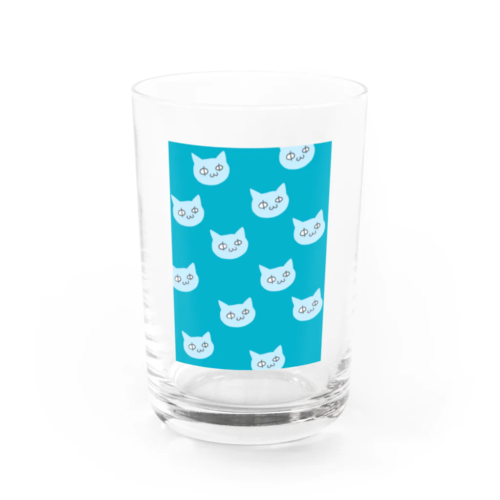 にな子Φいひひひひって笑う人のねこいっぱい緑 Water Glass :front