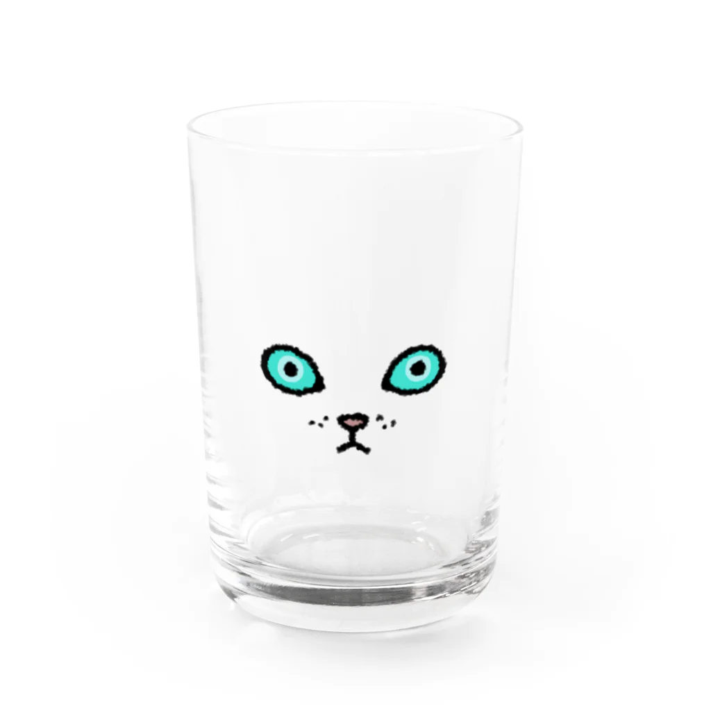 まつだあゆのすずりのねこグラス・あお Water Glass :front