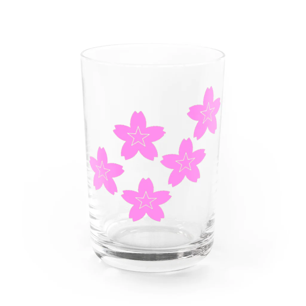 KOKI MIOTOMEの星桜紋（流れ星ピンク）　Star cherry blossom Crest (Shooting star pink）) Water Glass :front