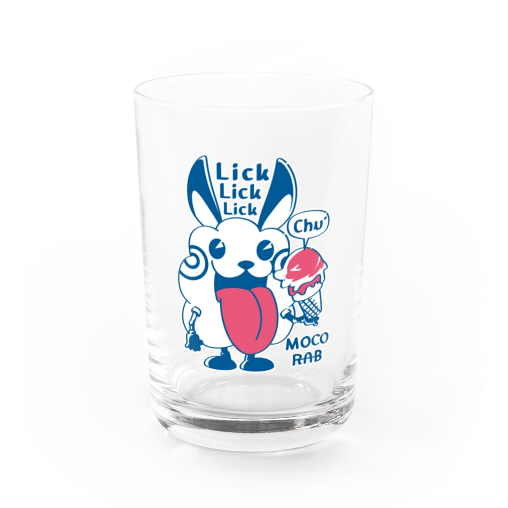 イラスト MONYAAT のモコモコラビット1号*Lick Lick Lick Water Glass :front