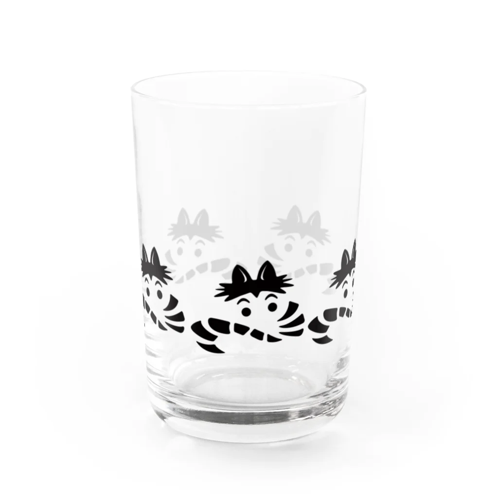 TSUMch aki.のぐるっとあきにゃん Glass BLACK Water Glass :front