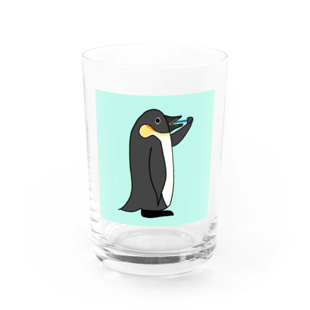 モユズの歯磨きペンギン　コップ　青 Water Glass :front