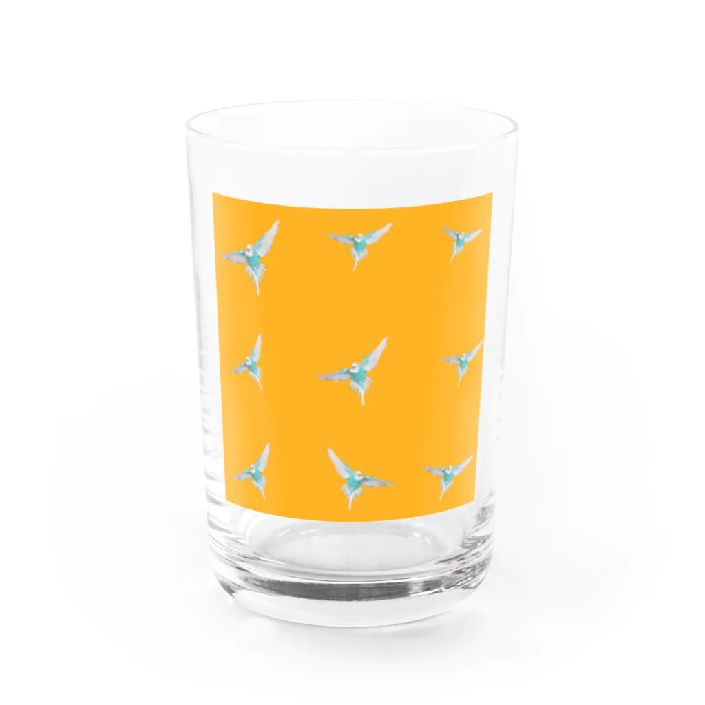 inko andの飛んでるインコ　いっぱいver. Water Glass :front