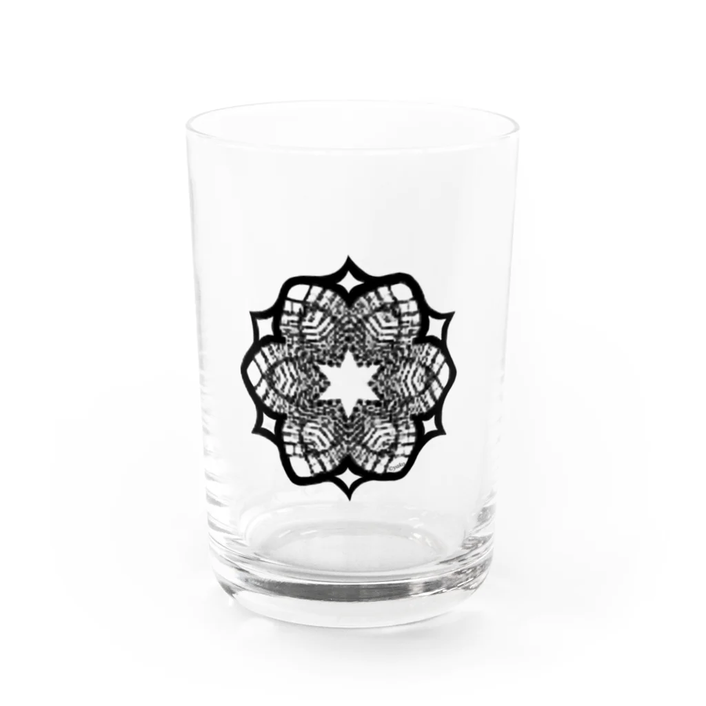 シンプルなグッズ やこ屋のレースの幾何学模様な花 Water Glass :front