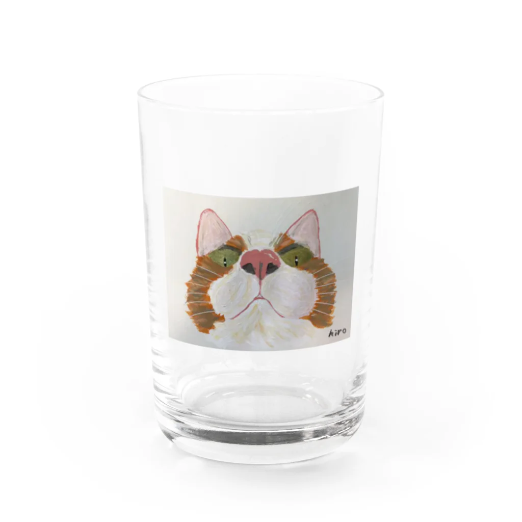 ️️ひろゆき🐾の上向きにゃん Water Glass :front