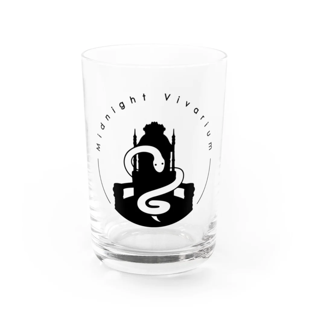 真夜中のビバリウムの真夜ビバロゴ（黒） Water Glass :front