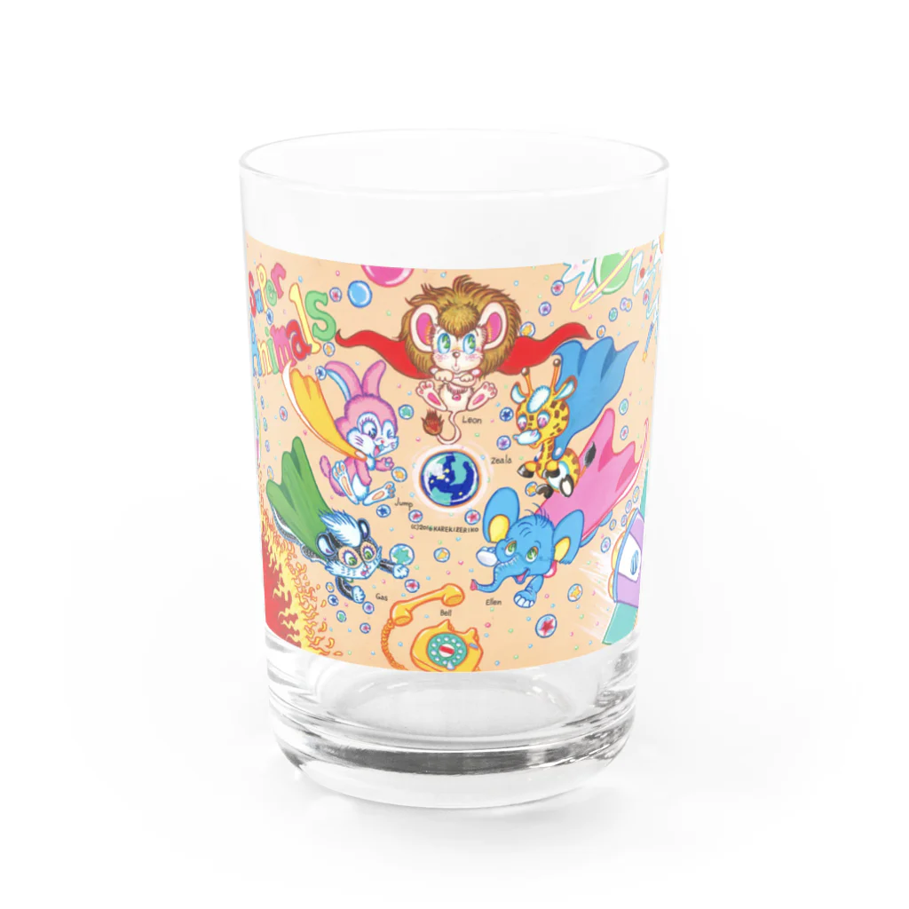 枯れ木ゼリコのスーパーアニマルズ『スーパーアニマルズ集合！！』 Water Glass :front