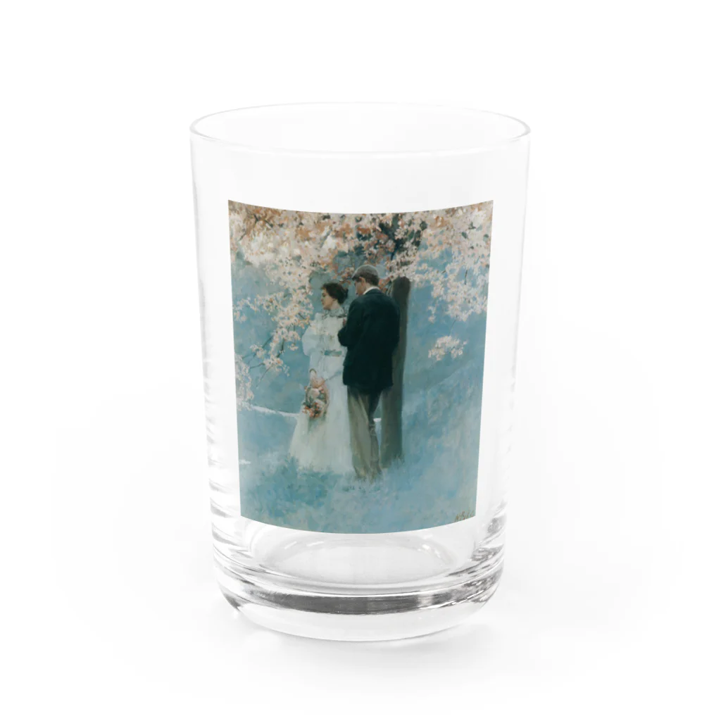世界の絵画アートグッズのハワード・パイル 《春・桜の木の下で》 Water Glass :front