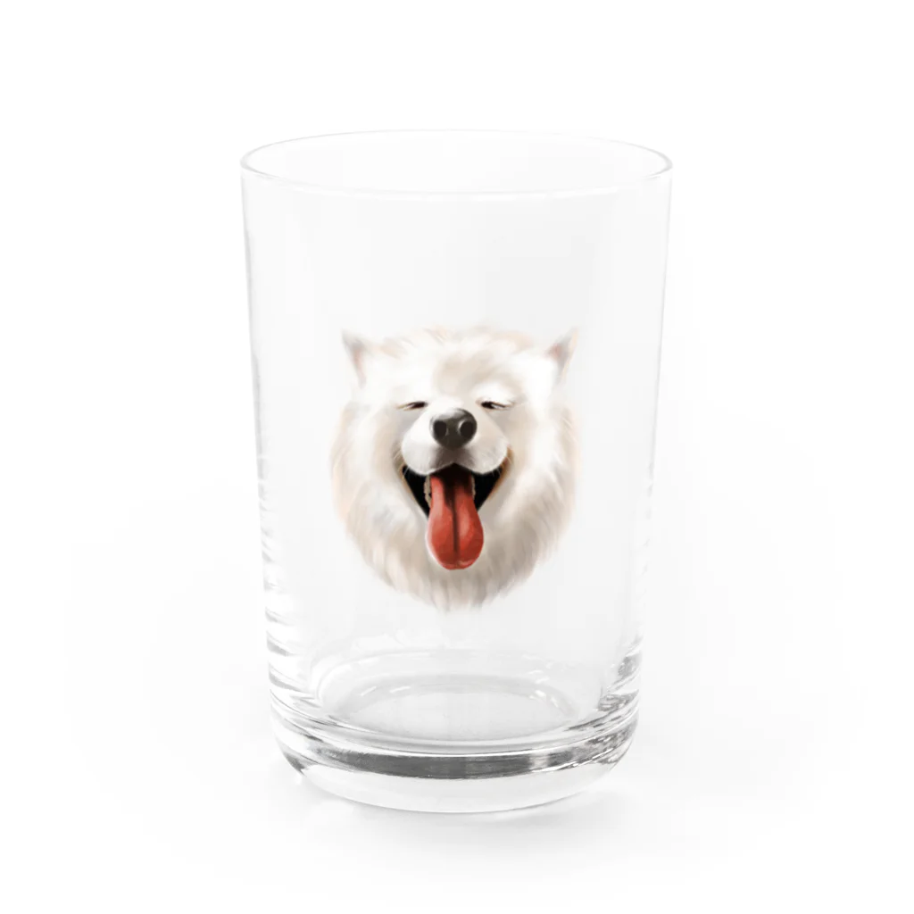 サモエドさくらショップのサモエドさくら（幸せそうな表情） Water Glass :front