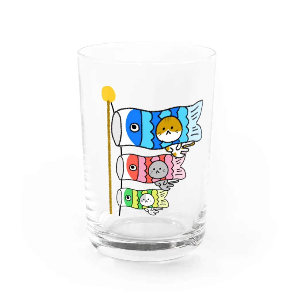 むみのこどもの日 鯉のぼりな猫たち Water Glass :front