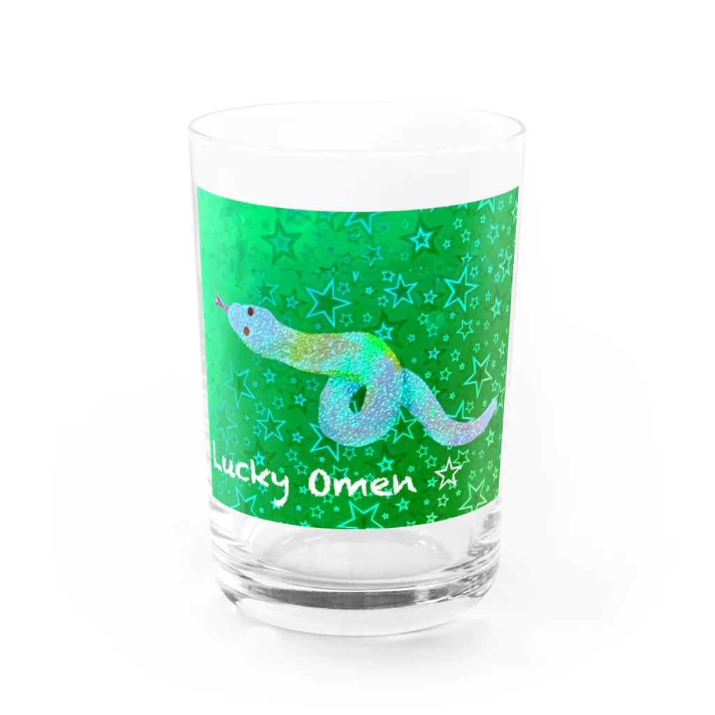 broccoli3の白蛇　🌟　lucky omen Water Glass :front