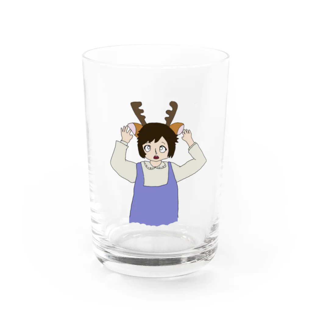 ユニコの奈良が好き過ぎて鹿になったちゃん Water Glass :front