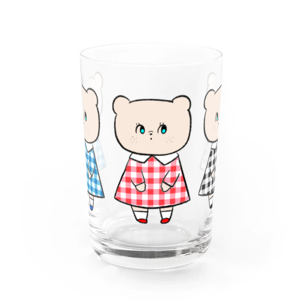 ぴんころのギンガムチェッくま Water Glass :front