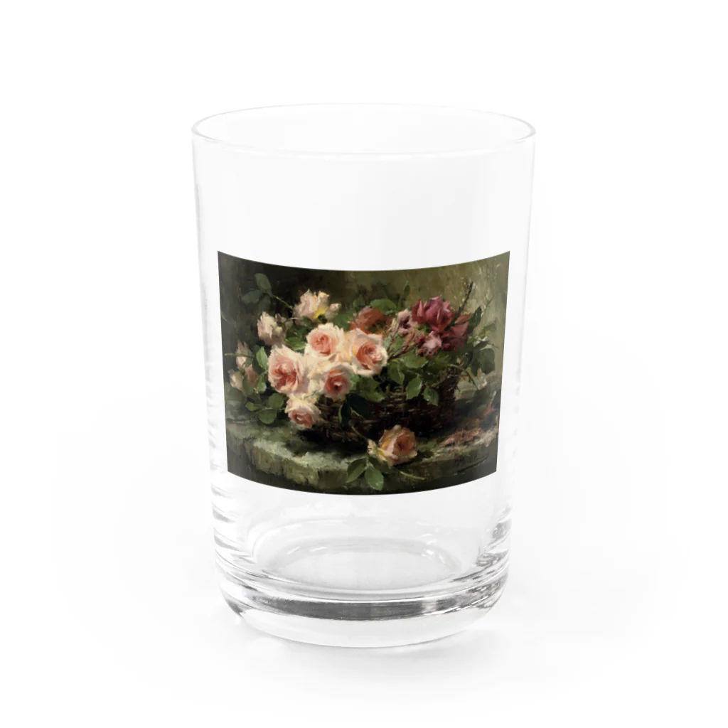 花名画アートグッズのフランス・モルテルマン《バスケットのピンクの薔薇》 Water Glass :front