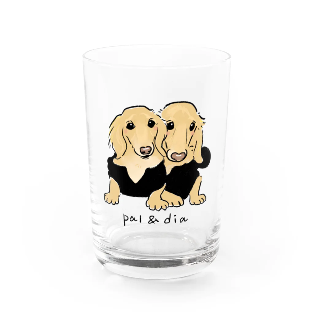 遥ん/犬顔絵　の「保護犬カフェ支援」グッズ パルさんダイヤさん Water Glass :front