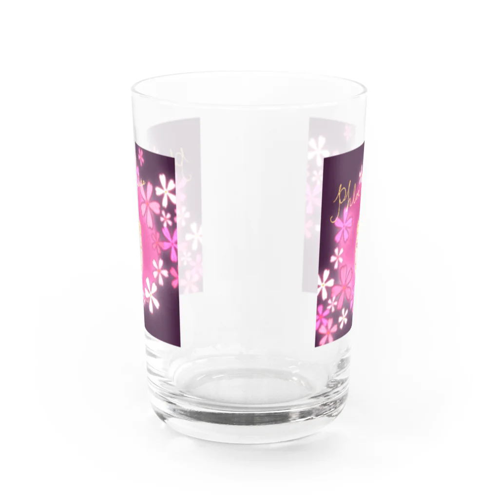 どるちぇ＊うさぎの《ボタニカル》＊芝桜×ひつじ＊誕生日花 Water Glass :front