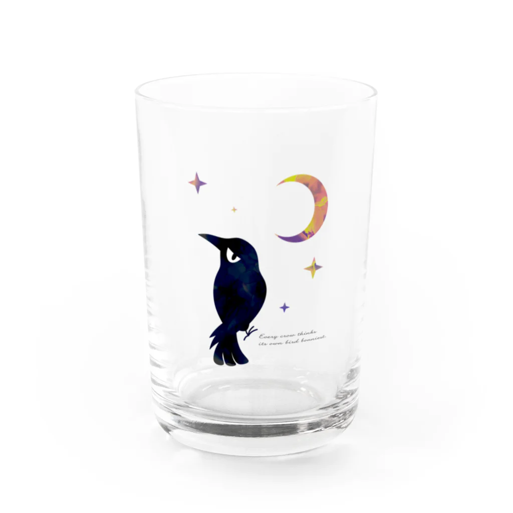 ひのいろ研究室　購買部の月と烏 Water Glass :front