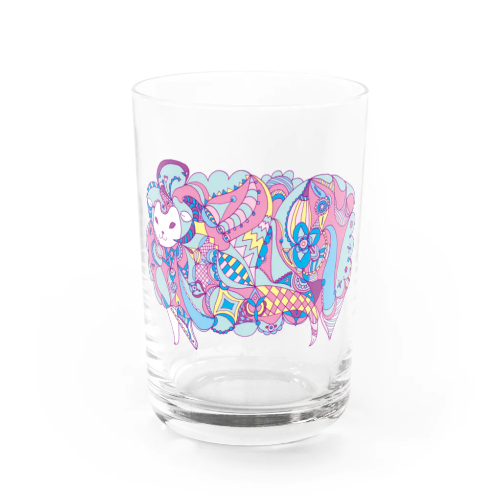 模様動物(鈴木りさむーん)の模様動物 ひつじ_awa Water Glass :front