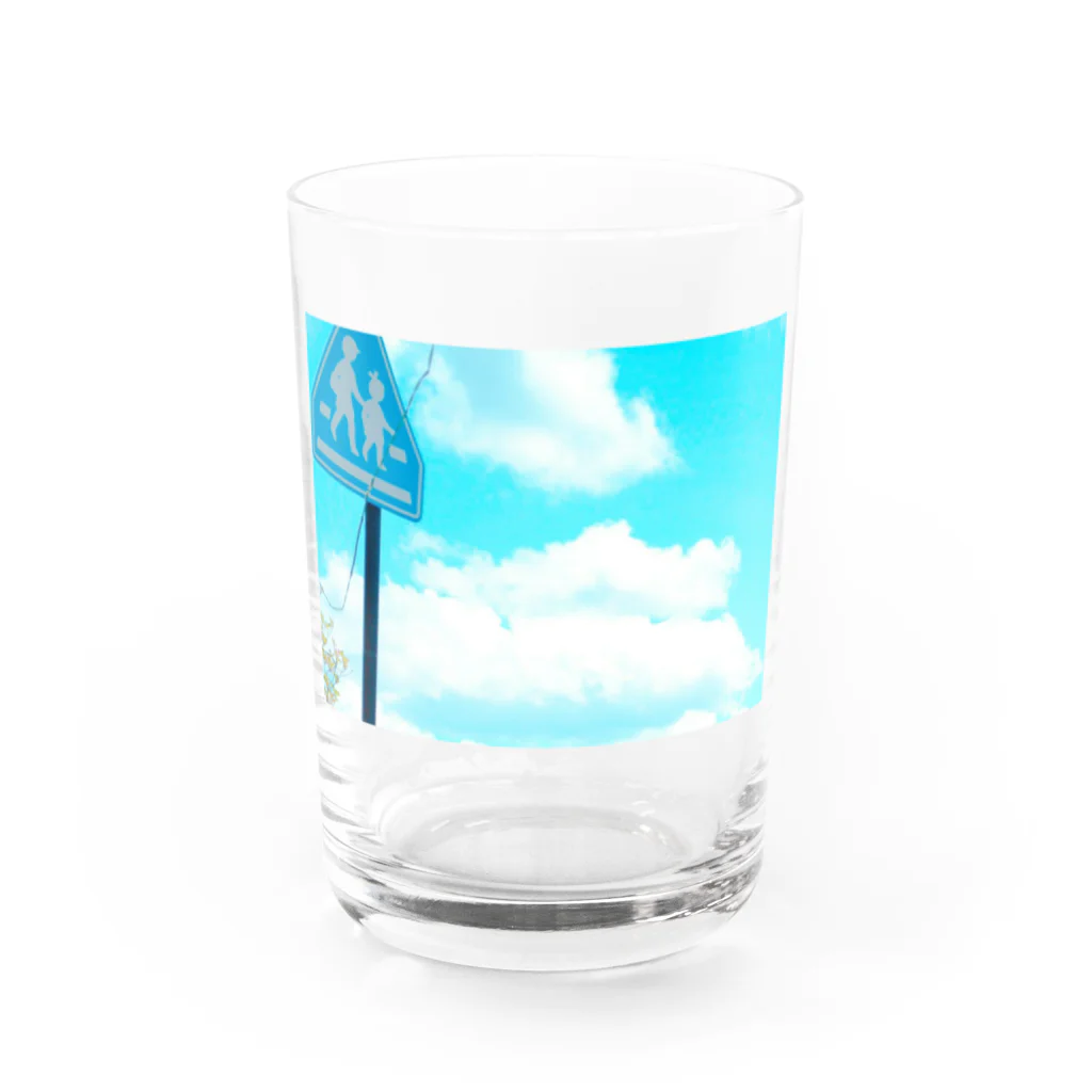 pino子 shopの空と標識【風景写真】 Water Glass :front