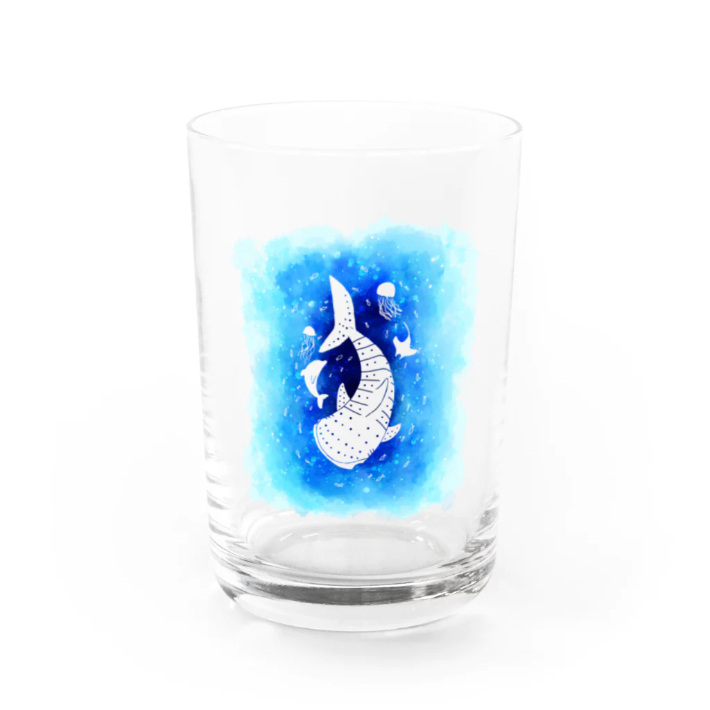 甘漏り屋の揺蕩うジンベエザメ・透け Water Glass :front