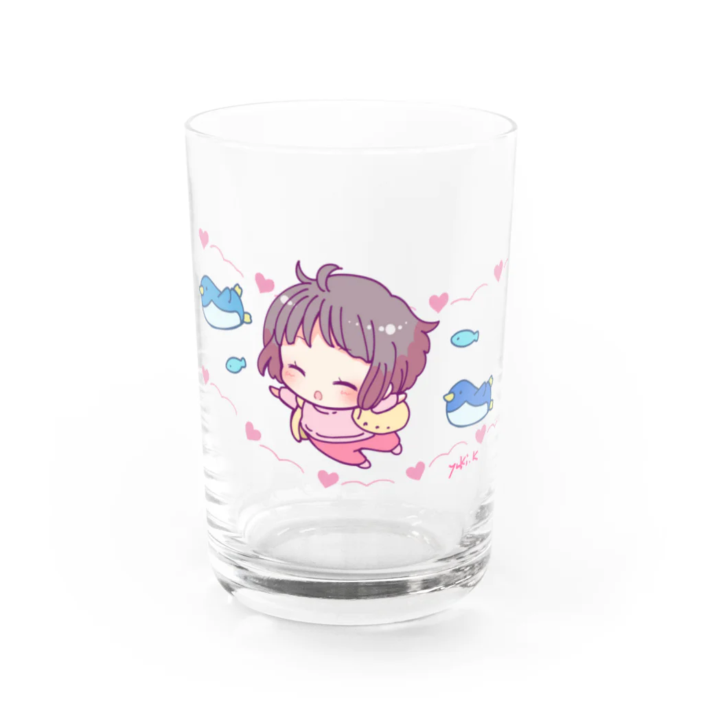 ゆきんこのお店SUZURI支店のペンギンさんと姪っ子 Water Glass :front